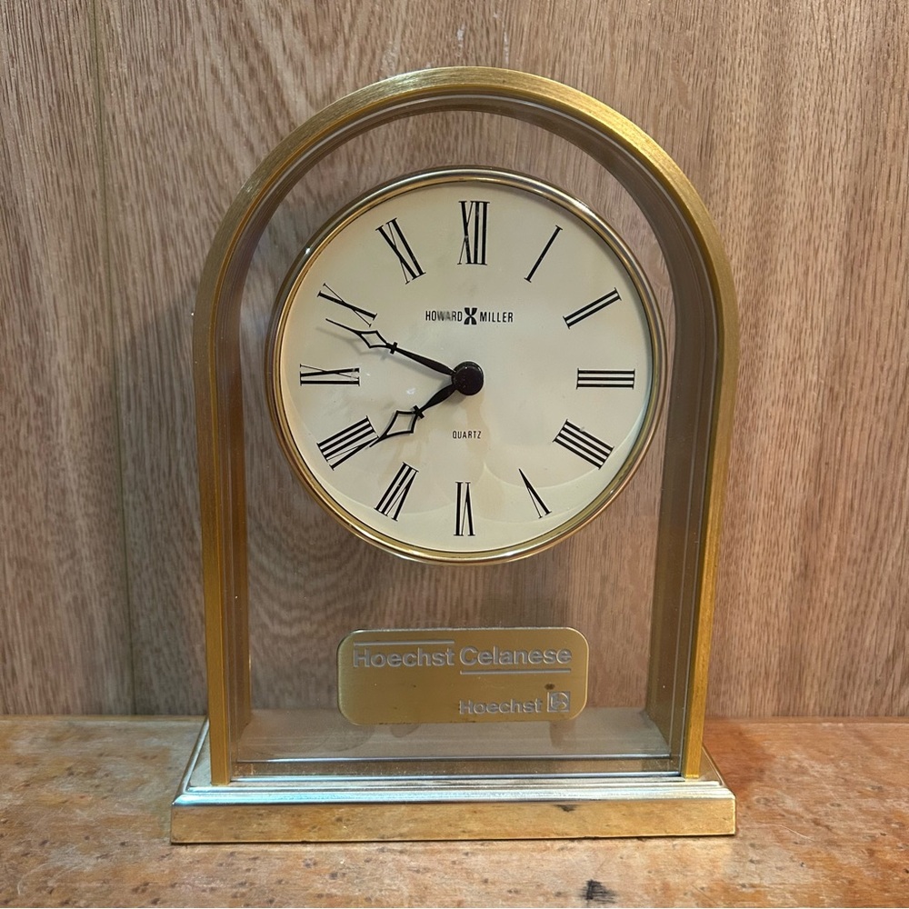 Howard Miller Desk Mantle Clock  Model 613-118A Gold Finish Quartz Working